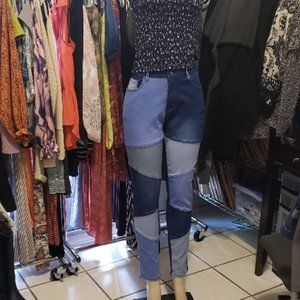 Denim Skinny Jeans Patchwork Size L